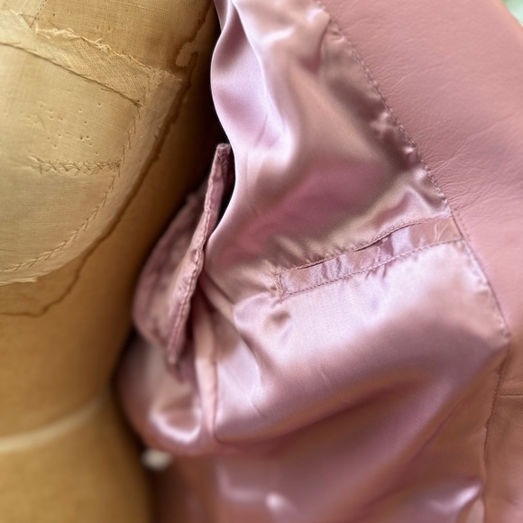 90s Vintage PINK Leather Jacket w/TAGS! Pristine condition! Size x-Sm - Picture 11 of 11